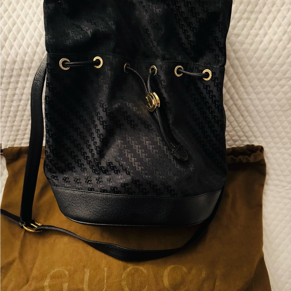 Gucci Black Bucket with Gold Hardware